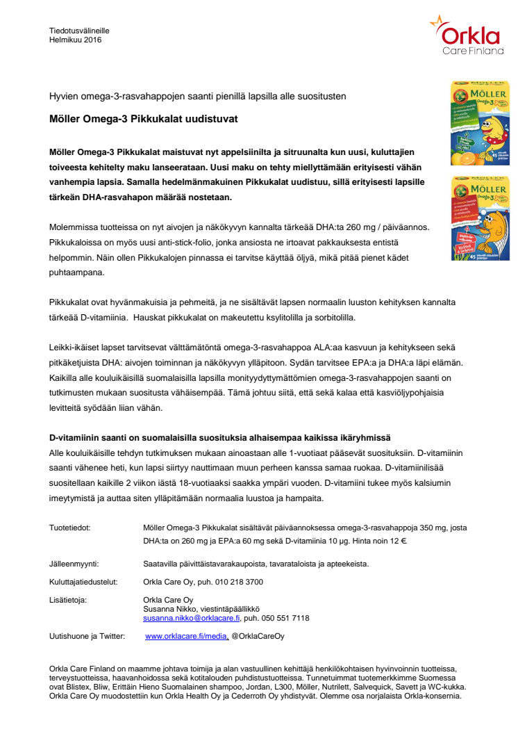 Möller Omega-3 Pikkukalat uudistuvat