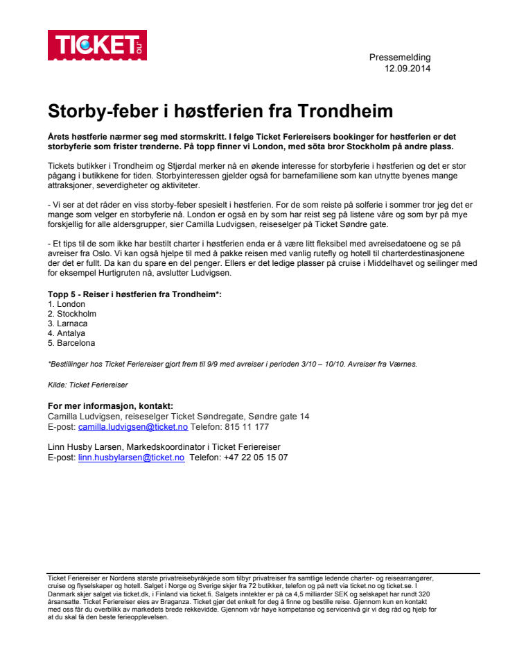 Storby-feber i høstferien fra Trondheim