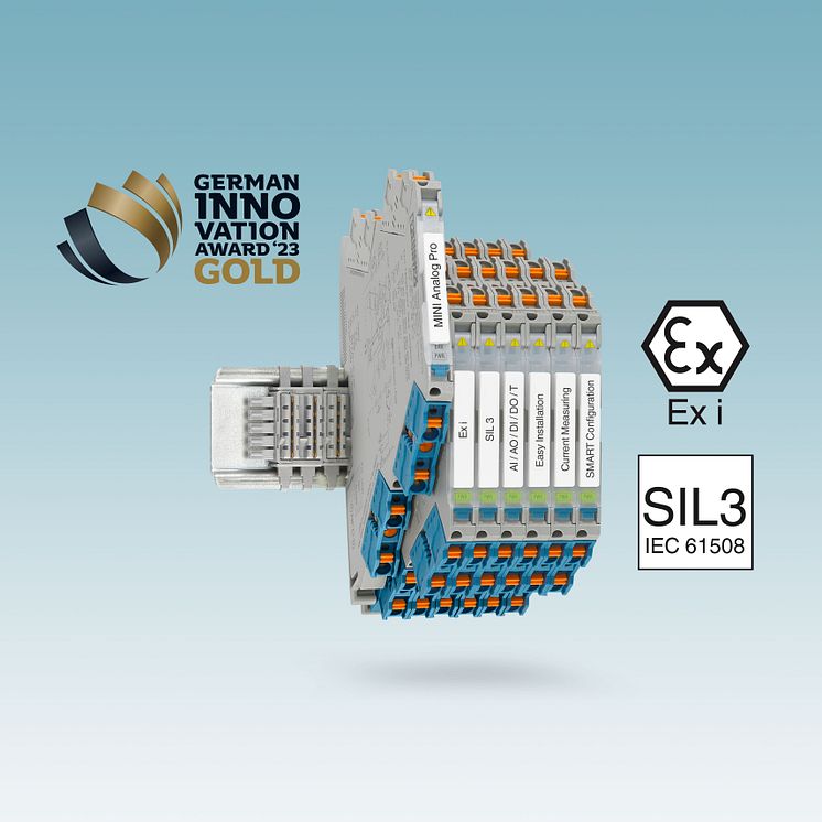 IF-  PR5534GB-Highly compact Mini Analog Pro Ex i signal conditioners with SIL 3 win the Gold German Innovation Award 2023(05-23)
