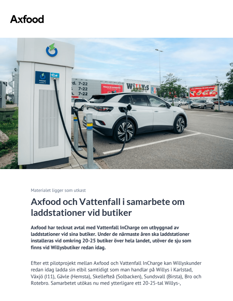 Axfood och Vattenfall i samarbete om laddstationer vid butiker.pdf