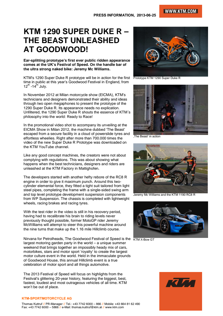 KTM 1290 SUPER DUKE R – THE BEAST UNLEASHED AT GOODWOOD!