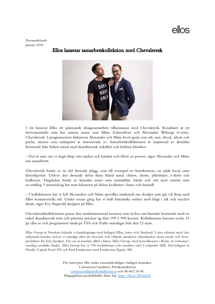 Ellos lanserar samarbetskollektion med Chevaleresk