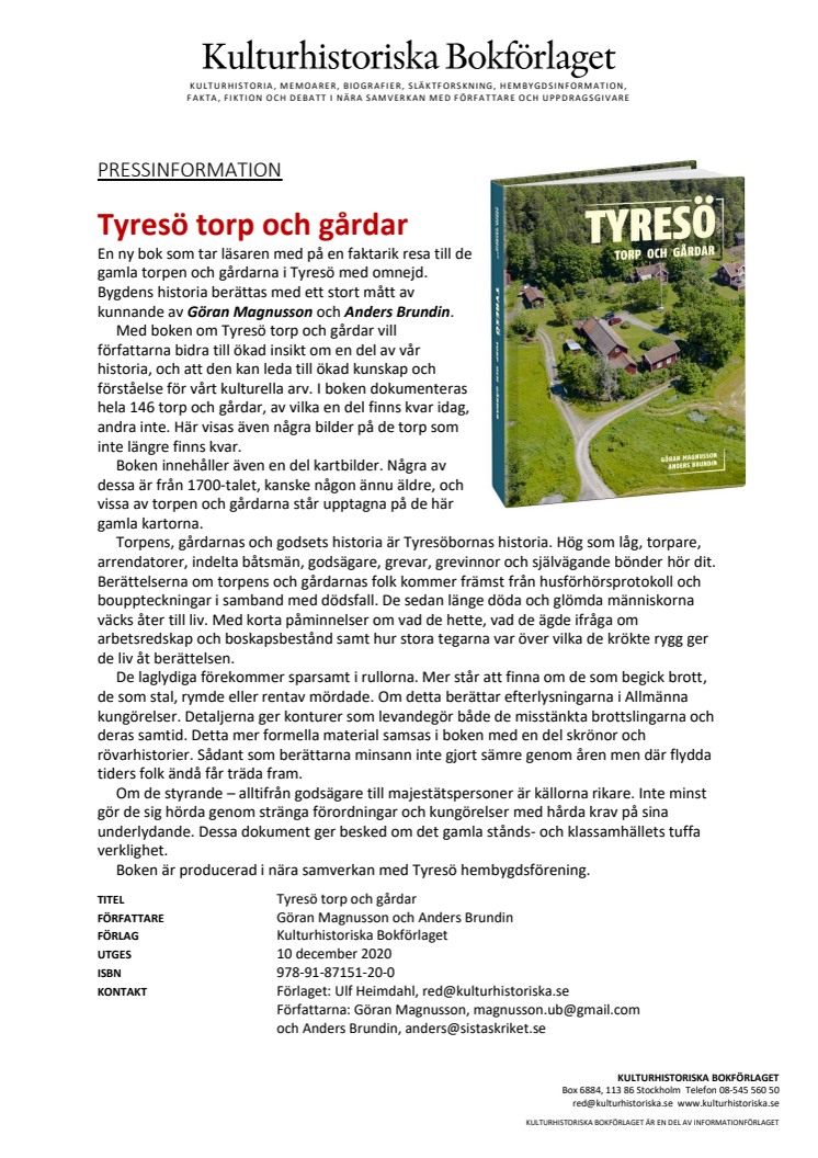 Ny bok: Torp och gårdar i Tyresö