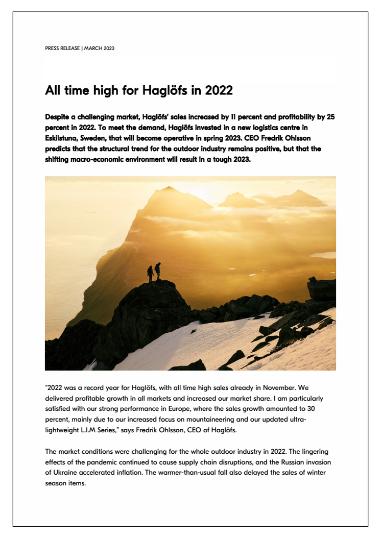 All time high for Haglöfs in 2022 230315.pdf