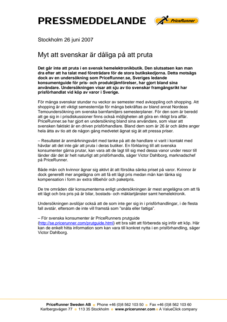 Myt att svenskar är dåliga på att pruta