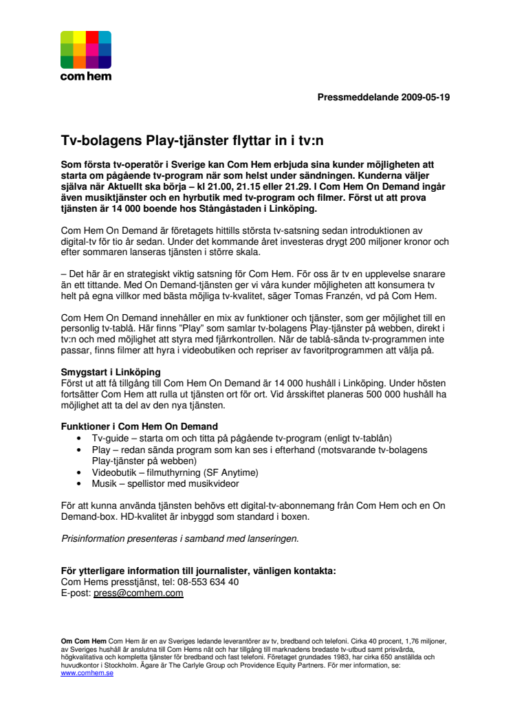 Tv-bolagens Play-tjänster flyttar in i tv:n