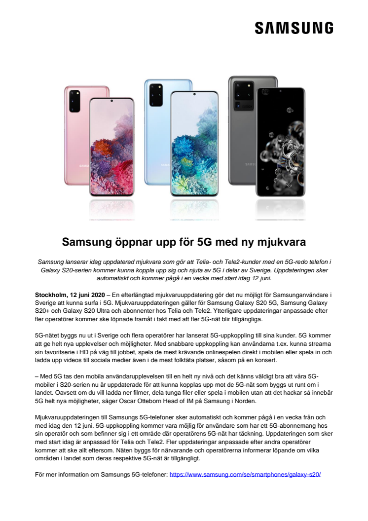 Samsung öppnar upp för 5G med ny mjukvara