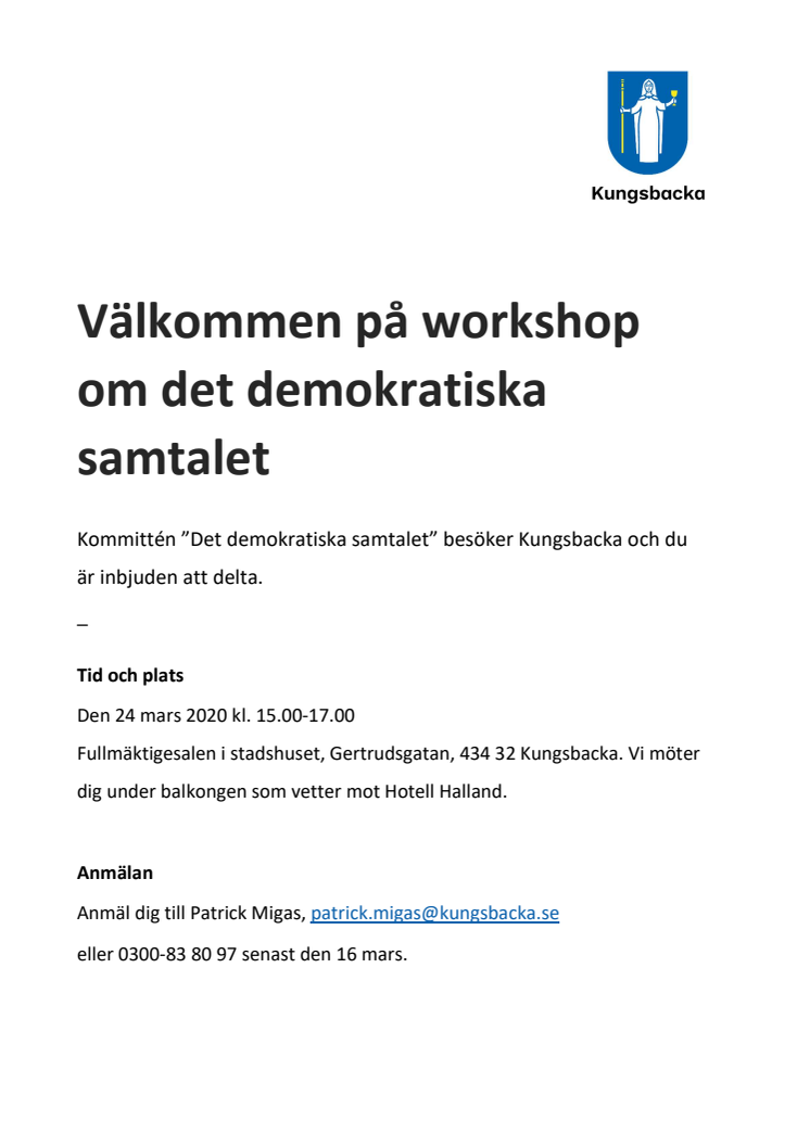 Välkommen på workshop om det demokratiska samtalet