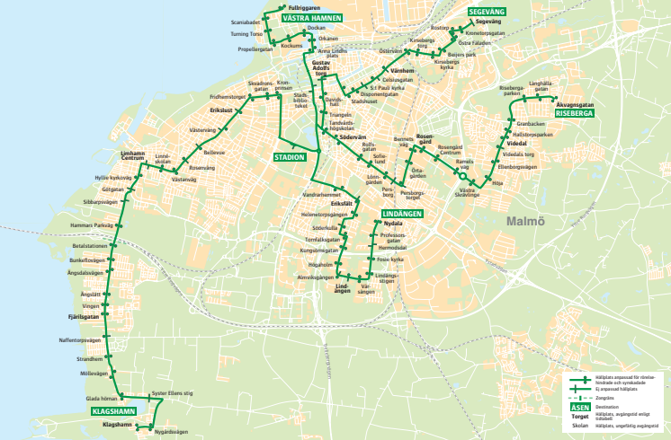 Linje 84 Malmö linjekarta