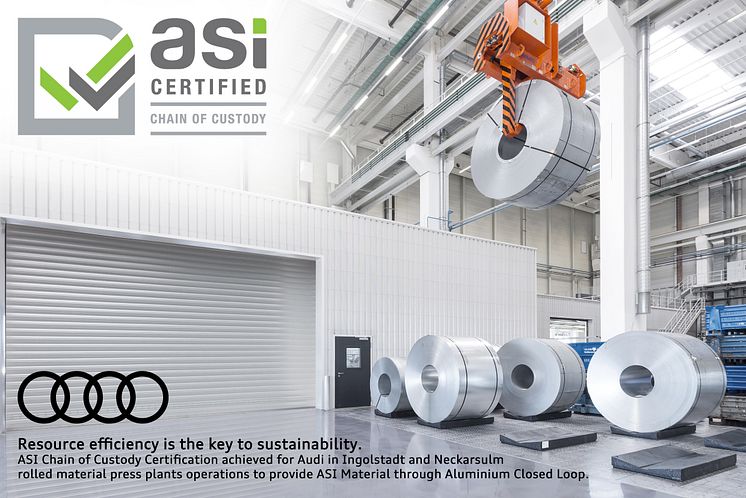 Audi tildeles Chain of Custody- certifikatet fra Aluminium Stewardship Initiative