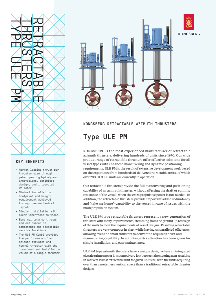 Kongsberg Maritime ULE PM Type Azimuth Retractable Thrusters - Technical Information.pdf