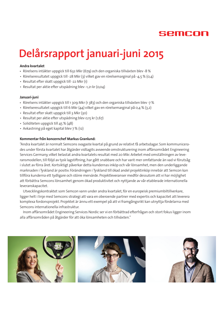 Delårsrapport januari-juni 2015 