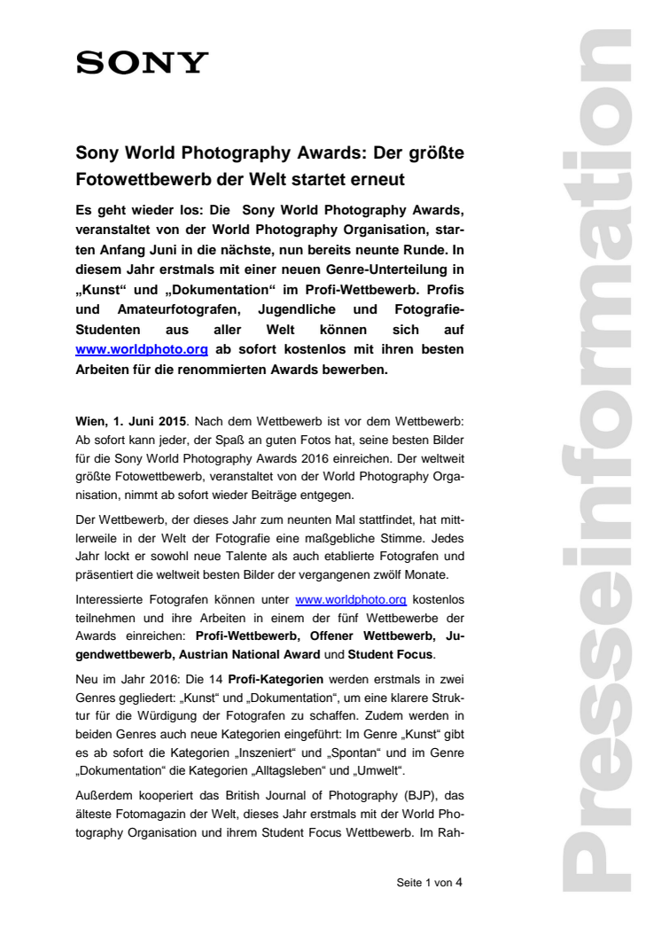 Sony World Photography Awards: Der größte Fotowettbewerb der Welt startet erneut