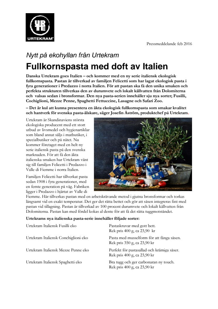 Fullkornspasta med doft av Italien