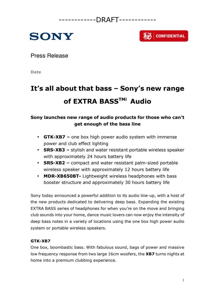 Basso on kaiken ydin – Sony esittelee EXTRA BASS™i -äänentoistomalliston
