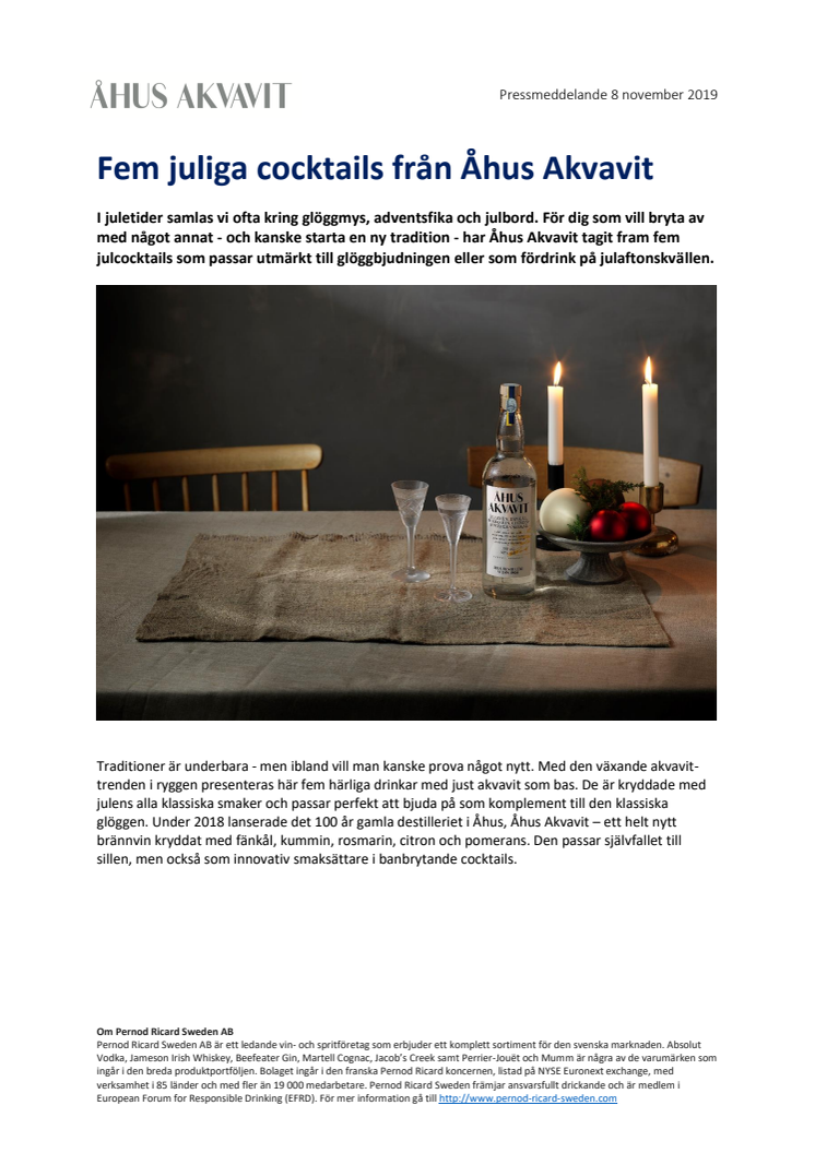 Fem juliga cocktails från Åhus Akvavit