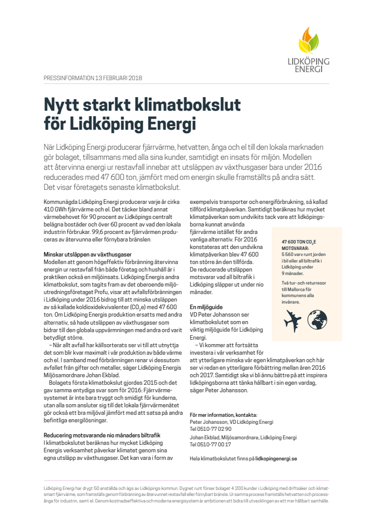 Lidköping Energis kunder bidrar till minskad klimatpåverkan