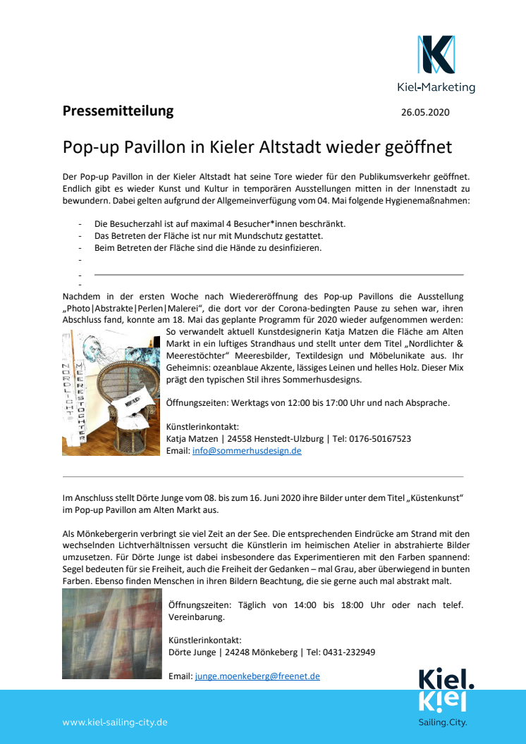 Pop-up Pavillon in Kieler Altstadt wieder geöffnet - maritime Kunstvielfalt