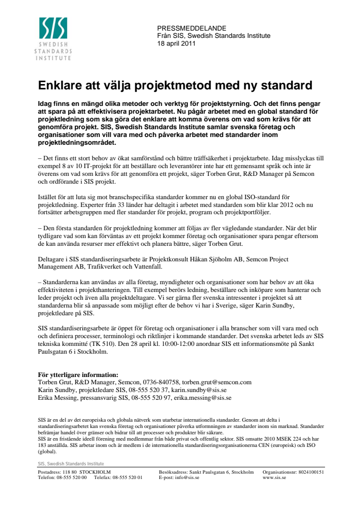 Enklare att välja projektmetod med ny standard