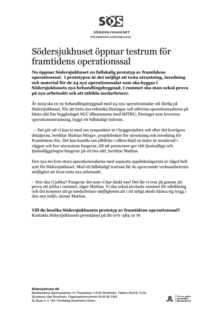 ​Södersjukhuset öppnar testrum för framtidens operationssal