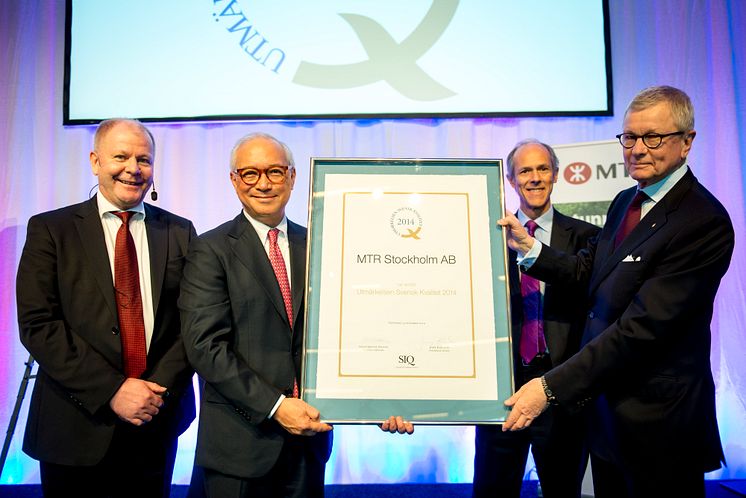 MTR tar emot utmärkelsen Svensk kvalitet 2014