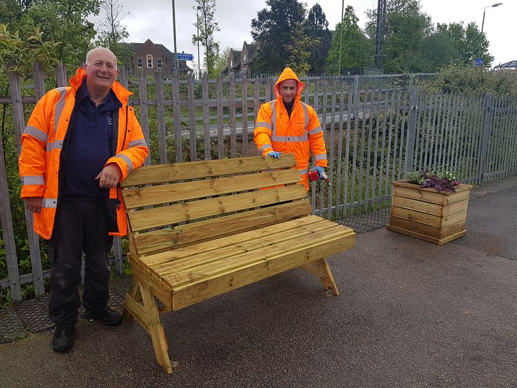 St Albans Garden Day - A seat for passengers: Paul Harknett and Pawel Ceglewski 