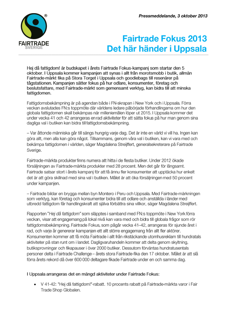 Fairtrade Fokus 2013 - Det här händer i Uppsala