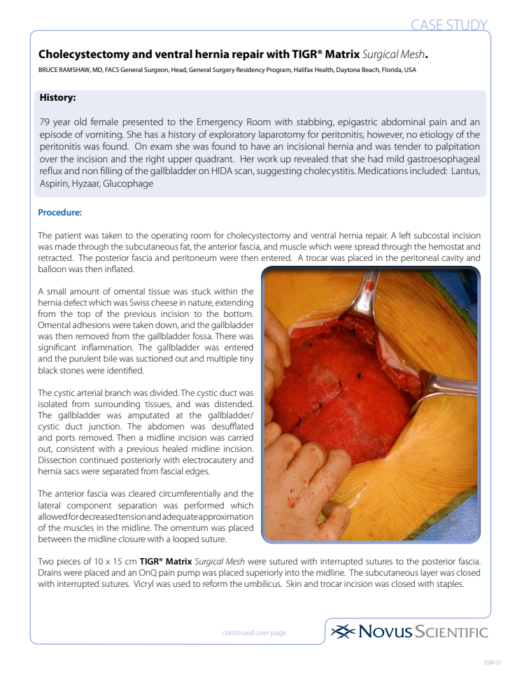 Case Study - From Dr Bruce Ramshaw, MD, FACS