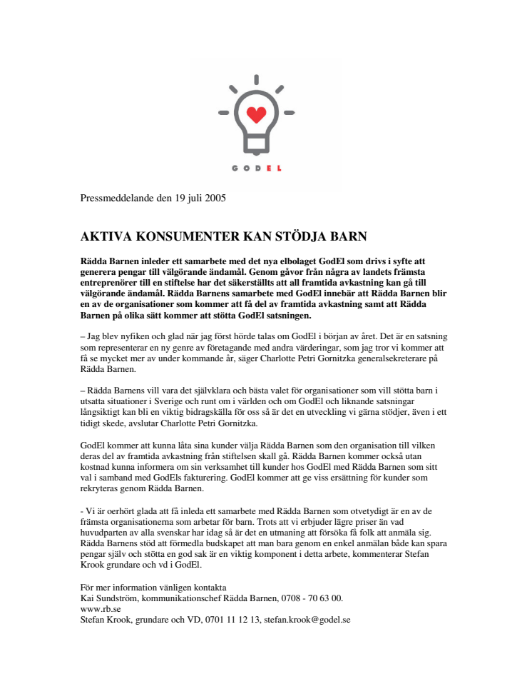 AKTIVA KONSUMENTER KAN STÖDJA BARN