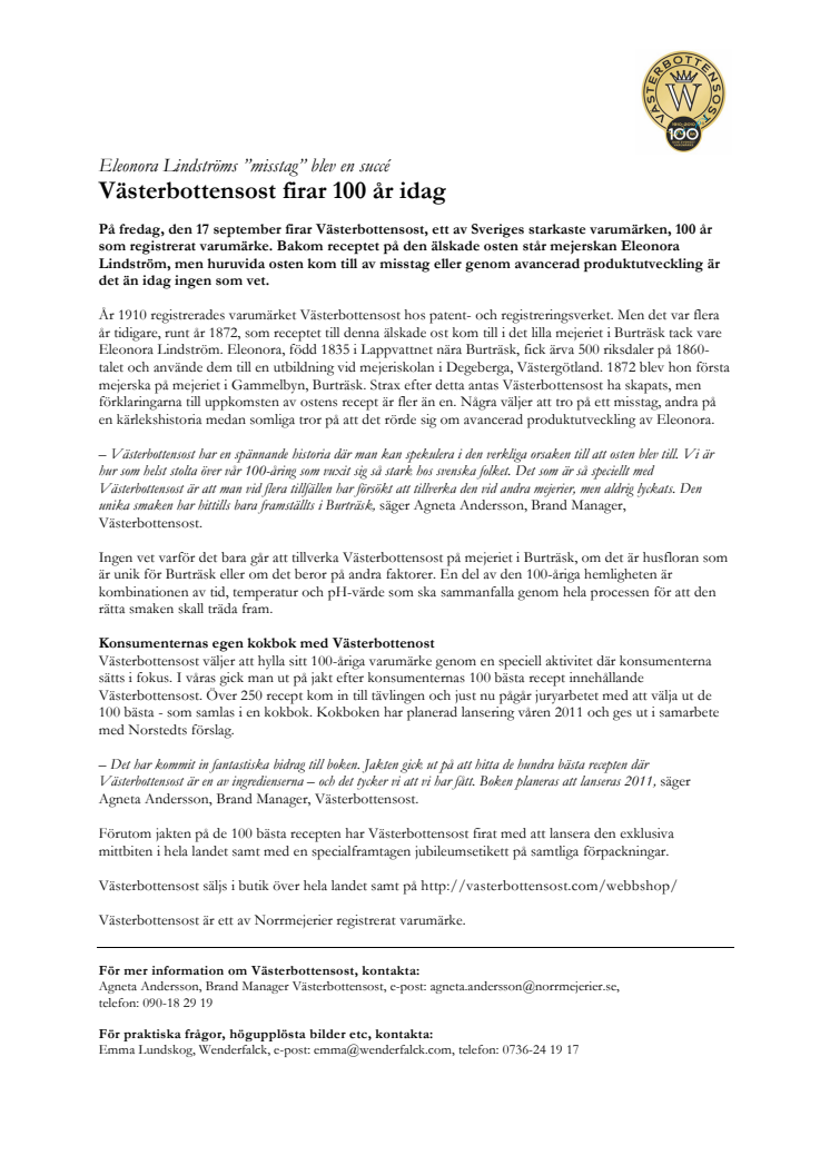 Eleonora Lindströms ”misstag” blev en succé –  Västerbottensost firar 100 år 17 september