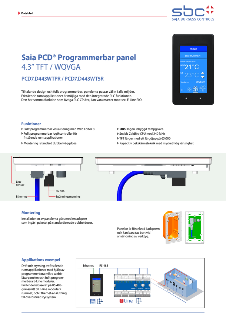 Programmerbar panel Saia PCD7.D433WT5R