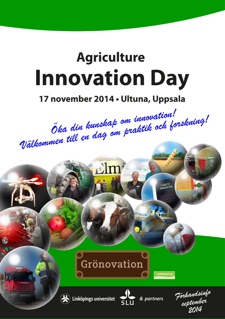 Påminnelse: Agriculture Innovation Day, 17 november