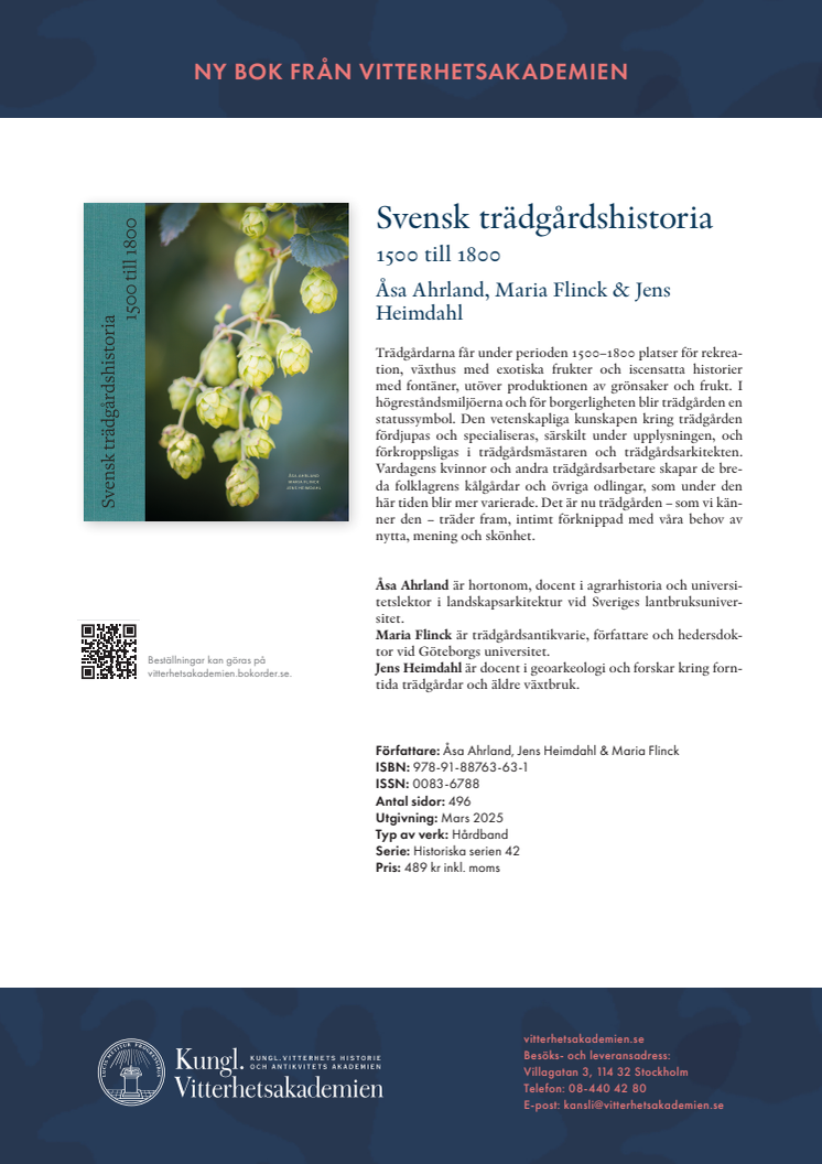 Ny bok Svensk trädgårdshistoria 1500 till 1800
