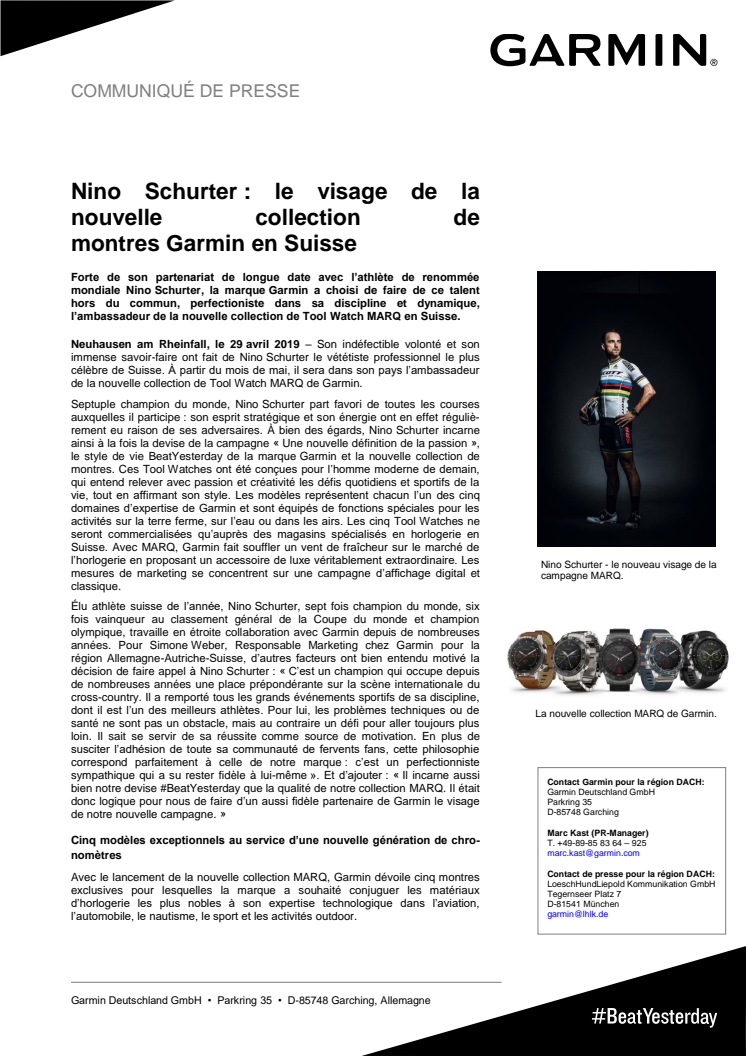 Nino Schurter : le visage de la nouvelle collection de montres Garmin en Suisse