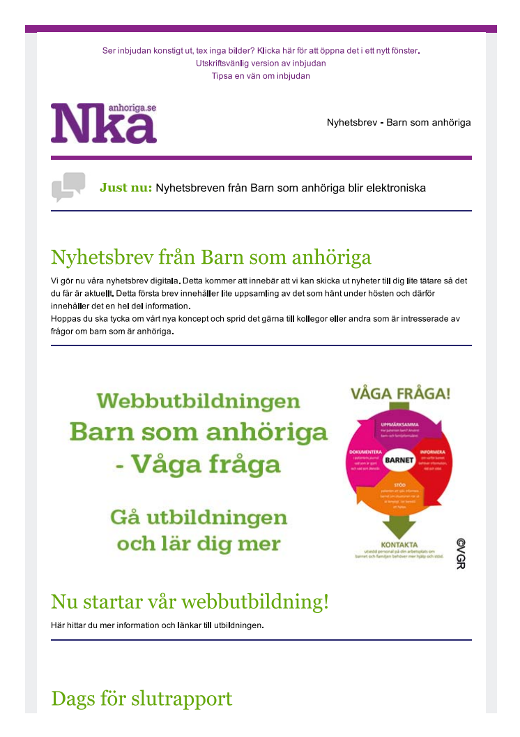 Nyhetsbrev - Barn som anhöriga