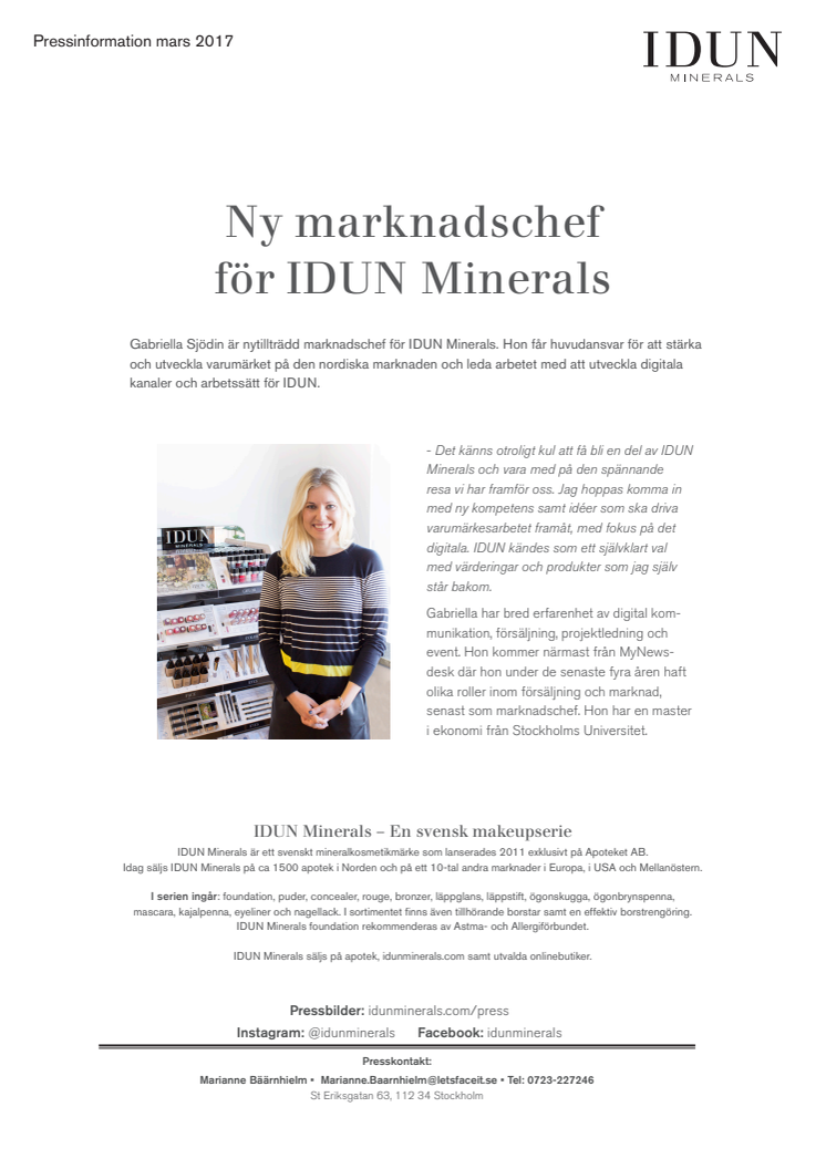 Ny marknadschef för IDUN Minerals