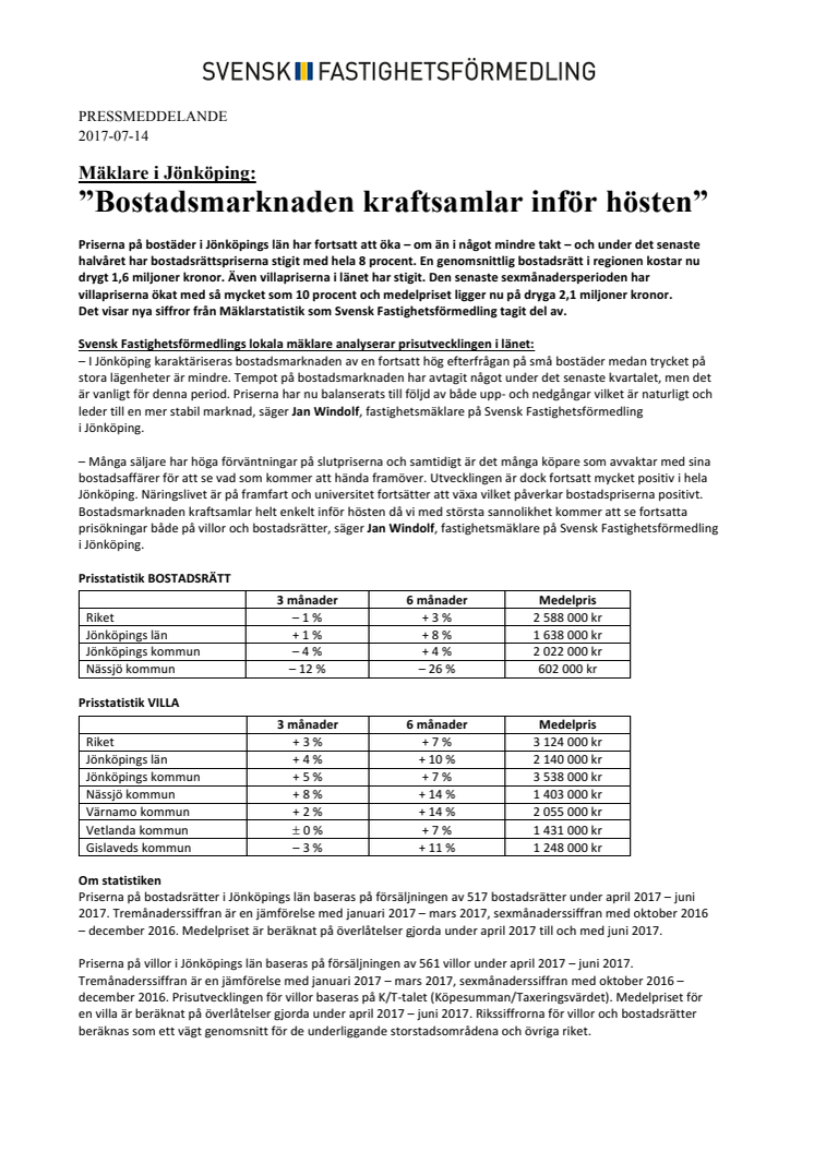 Mäklare i Jönköping: ”Bostadsmarknaden kraftsamlar inför hösten”
