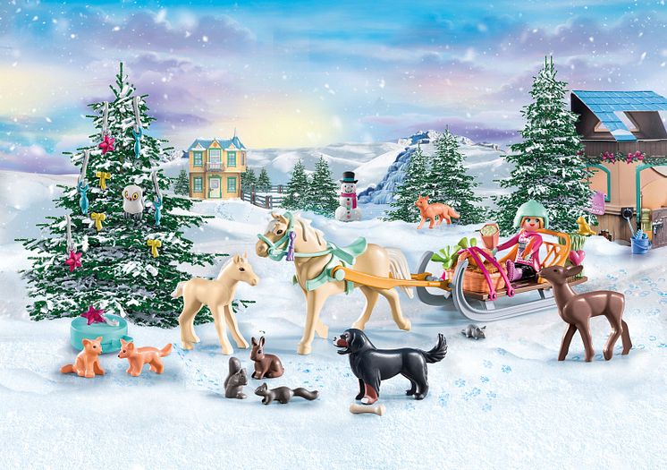 Adventskalender Pferde Weihnachtliche Schlittenfahrt (71345) von PLAYMOBIL