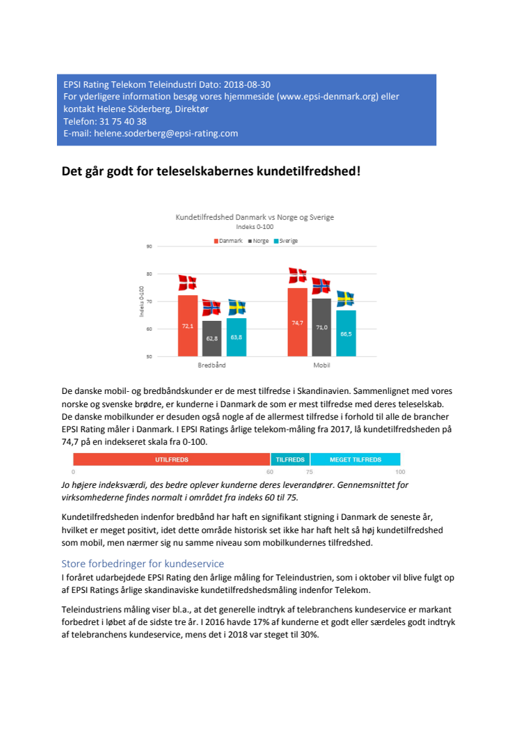 Det går godt for teleselskabernes kundetilfredshed!
