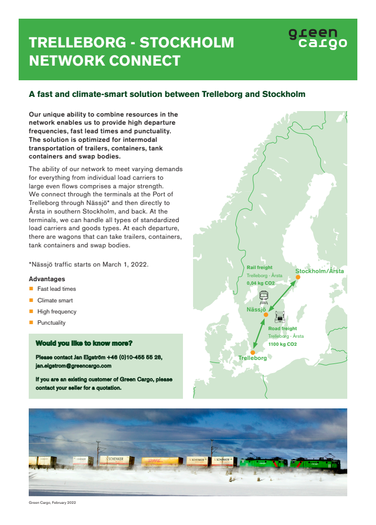 Direct route Trelleborg – Stockholm Network Connect