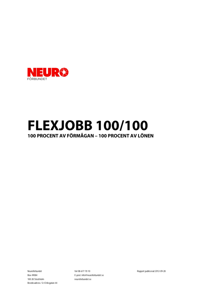 Neuroförbundets Flexjobbrapport