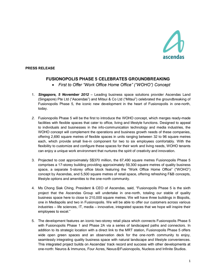 Fusionopolis Phase 5 Celebrates Groundbreaking