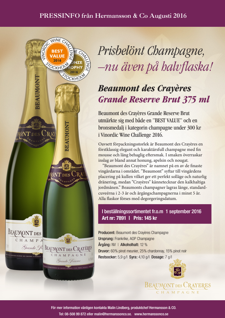 Prisbelönt Champagne –nu även på halvflaska!