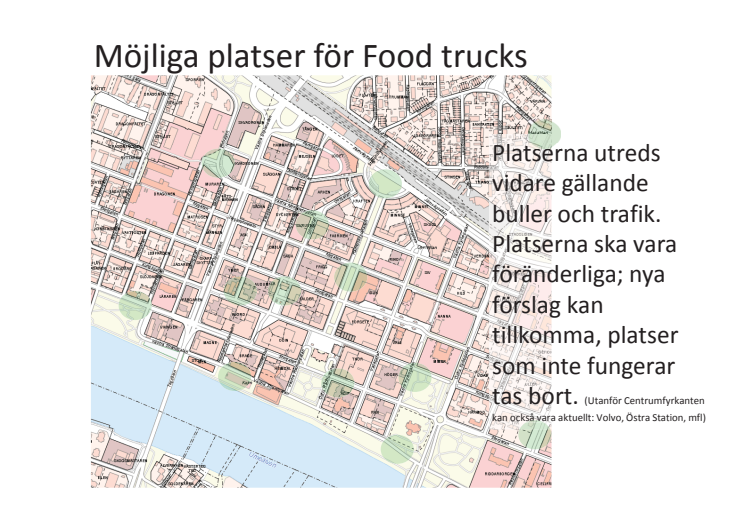 Karta möjliga platser för foodtrucks