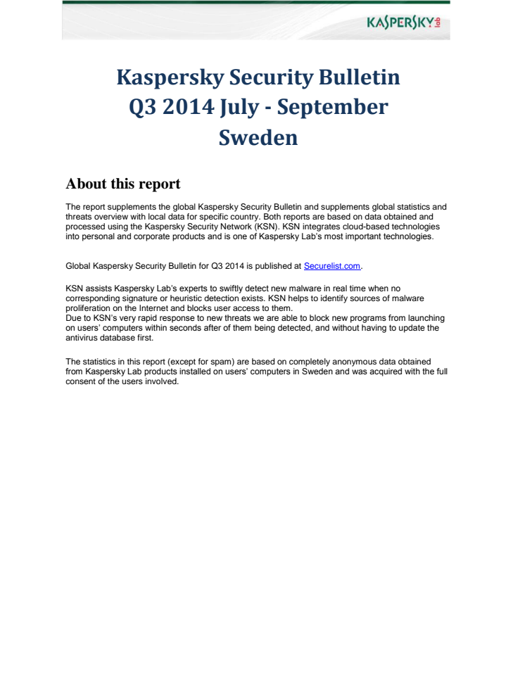 Kaspersky Security Bulletin - Q3 2014