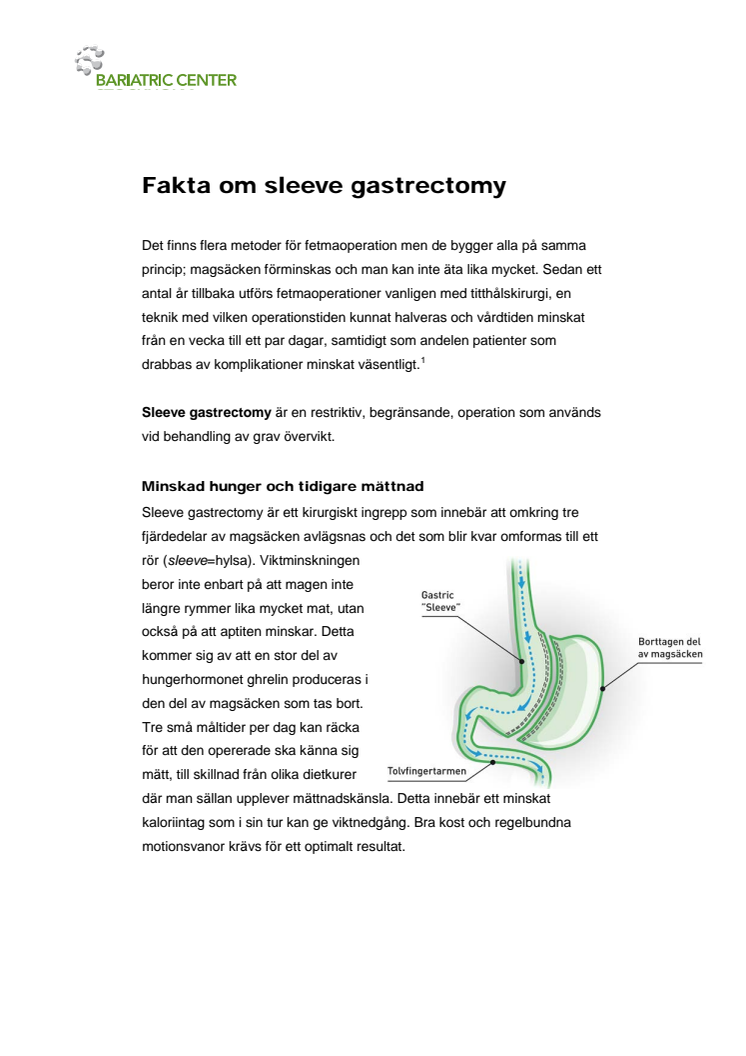 Fakta om sleeve gastrectomy – kirurgisk behandling av grav övervikt