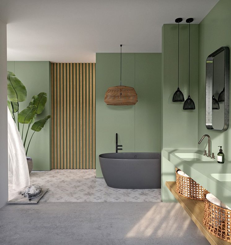 Silestone Sunlit Days Posidonia Green_bathroom