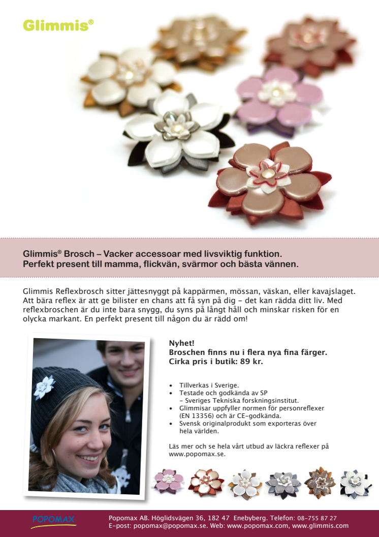 Glimmis® Reflexbrosch – Vacker accessoar med livsviktig funktion.