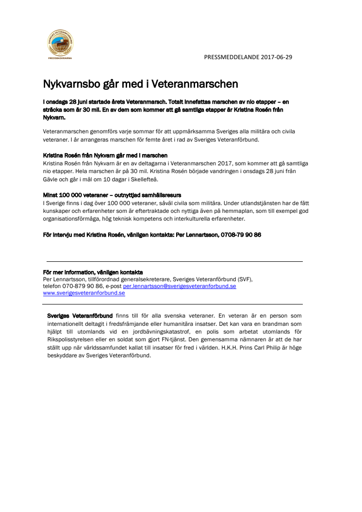 Nykvarnsbo går med i Veteranmarschen