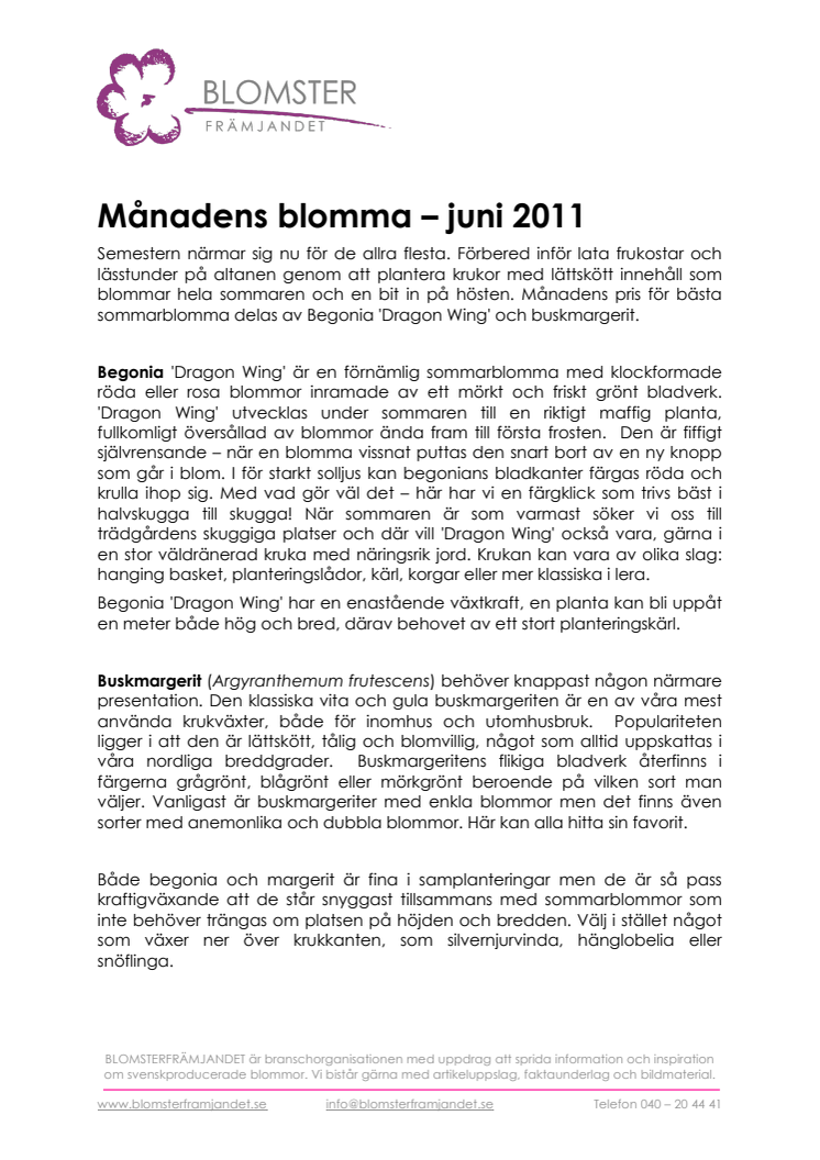 Månadens blomma – juni 2011